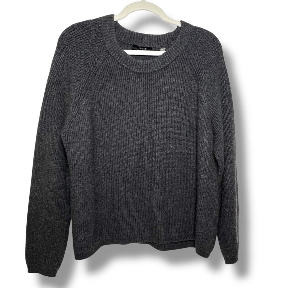 T Tahari Grey Ribbed Knit Sweater Size Extra Large